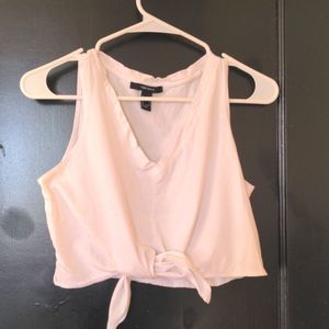 Forever 21 cropped tie white top